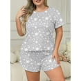 thumbnail image 6 of Musefolio Womens Plus Size Abstract Print Pajama Set Short Sleeve Top Shorts Sleepwear 1X-5X, 6 of 7