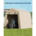 thumbnail image 6 of 6x8 FT Portable Outdoor Storage Shed with Removable Sidewalls & Doors, 240G Heavy-Duty Shelter Waterproof PE Tarp, UV-Resistant Carport for Motorcycle, Car Boat Truck Motorcycle, Khaki, 6 of 7