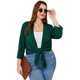 thumbnail image 2 of SHOWMALL Cardigans pour Femmes Grande Taille Légers à devant Ouvert Cardigans Manches 3/4 Vert Foncé 1X Décontracté Doux Drapé Automne Été Cardigan, 2 of 8