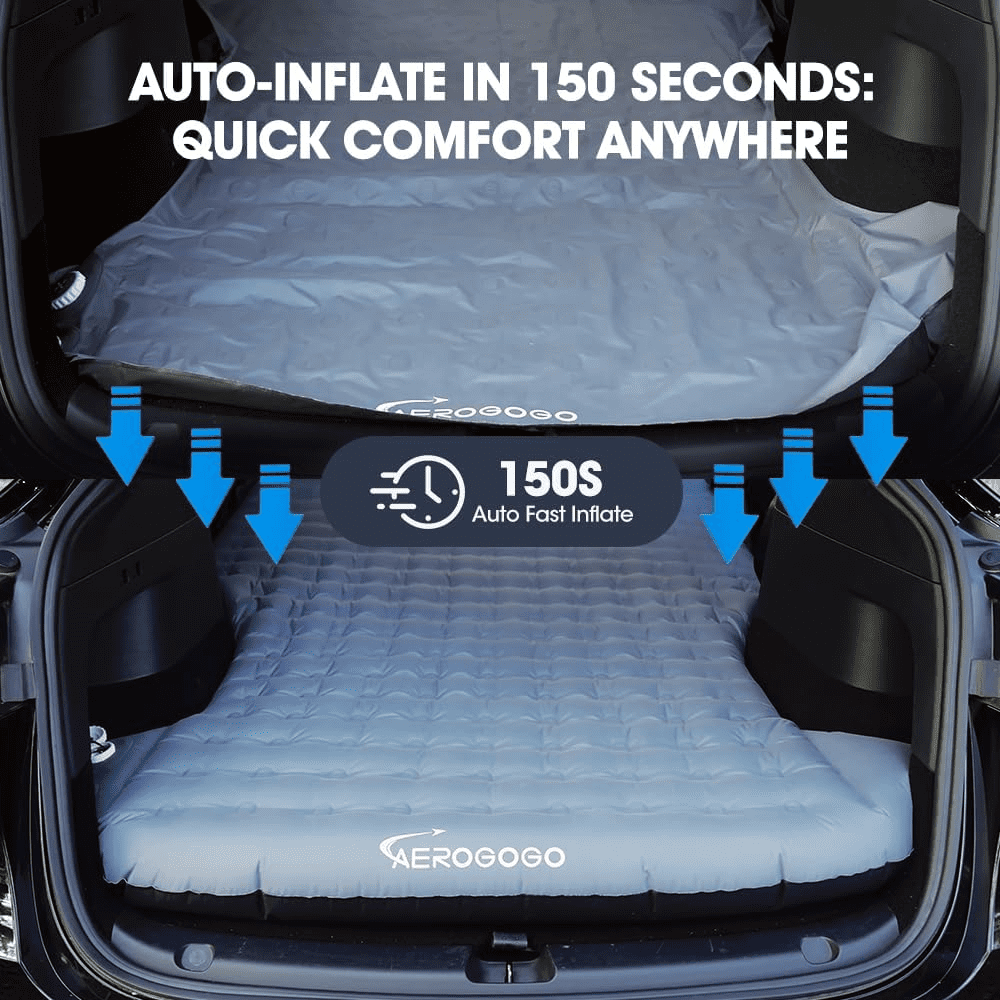 Aerogogo Tesla Model Y Mattress Self Inflating Model Y Bed One Click to Inflate/Deflate Max 5.5”Thick, Backpack Size, 2 Person