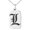 Silver, variant on Stainless Steel Letter L Initial Old English Monogram Engraved Small Rectangle Dog Tag Charm Pendant Necklace