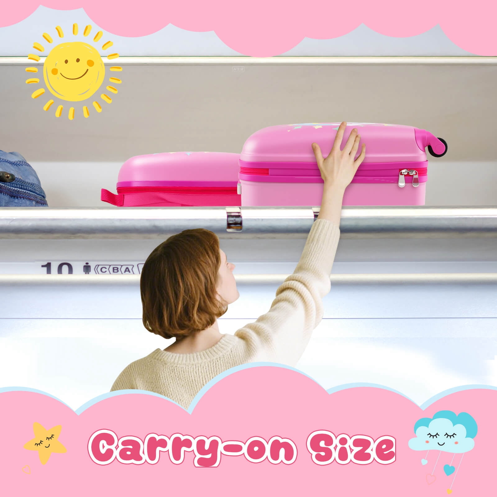 Costway 2PC Kids Carry On Luggage Set 12" Backpack and 16" Rolling Suitcase for Travel Multicolor