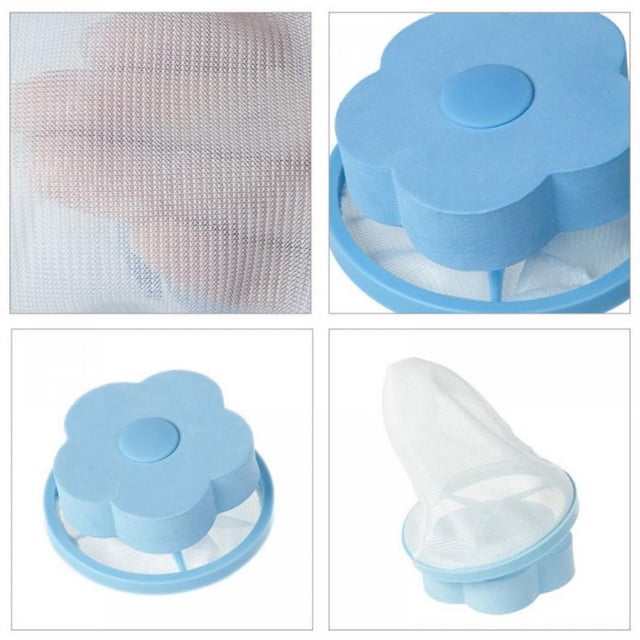 Bolsa de malla flotante reutilizable para lavadora, atrapapelusas, filtro para el pelo, bolsa de red, herramienta para el hogar, azul