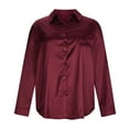 thumbnail image 3 of Pntutb Clearance Womens Tops Single Breasted Long Sleeve Shirt Tops Loose Lapel Shirt Blouse Wine XL, 3 of 6