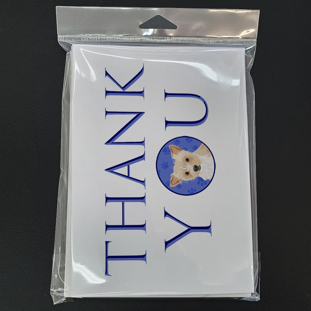 Yorkie Parti Thank You Greeting Cards and Envelopes Pack of 8 7 in x 5 in