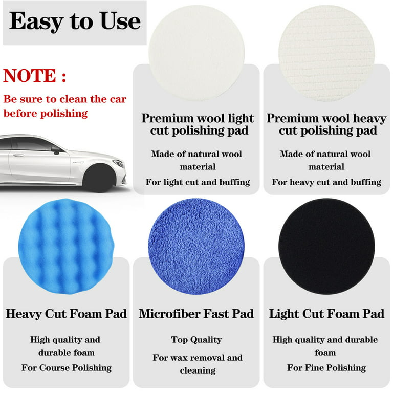  Chemical Guys BUFX_104_HEX5 Hex-Logic Light-Medium Polishing  Pad, White, 5.5 Pad Made for 5 Backing Plates, 1 Pad Included : Automotive