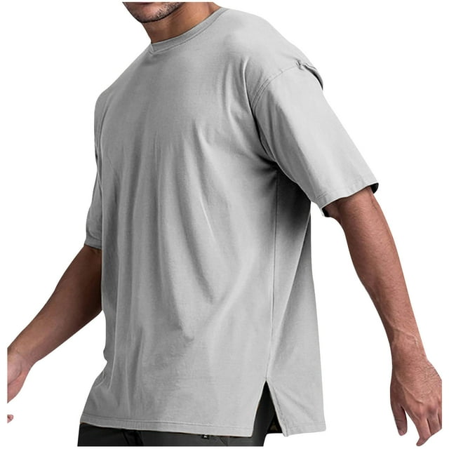 Camisas de Manga Larga para Hombres Color Sólido Casual Cuello Redondo Blusa, Ligero Top de Algodón de Imitación para el Hogar, Diario Y Cuatro Estaciones de Uso