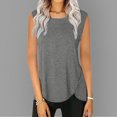 thumbnail image 4 of Women Going Out Summer Tank Tops Neck Curved Flowy Solid Color Down Sleevelesss Undershirts,Grey,L, 4 of 4