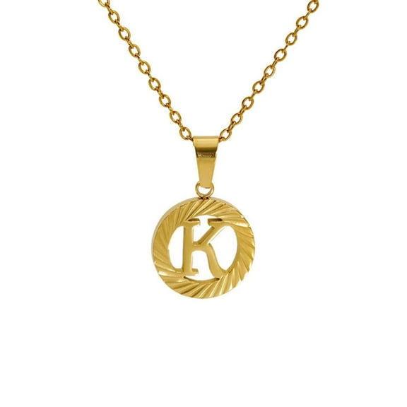 VOLALO Jewelry Initial Pendant Necklace for Men Womens, 18K Gold Plated Round Letter Capital From A-Z