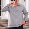 thumbnail image 2 of Men's 1/4 Zip Sweatshirts Colorblock Long Sleeve Stand Collar Pullover Tops Fall Winter Casual Fashion Sweaters (3XL, Gray), 2 of 3