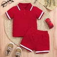 thumbnail image 4 of Toddler Baby Boy Outfits Summer Clothes Set Polo Shirt & Shorts Set, Casual Kids Clothing 12-18 Months, 4 of 5