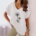 thumbnail image 1 of Shorts pour Femmes, Hauts à Manches Courtes pour Femmes, T-Shirt Décontracté à Manches Courtes Imprimé Col en V, 1 of 4