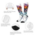 thumbnail image 3 of Goofa Colorful Floral Jellyfish Pattern Adult Stockings, Color-Block Knee High Socks, Comfortable and Breathable, Soft and Stretchable, Sports, and Decoration, 3 of 6