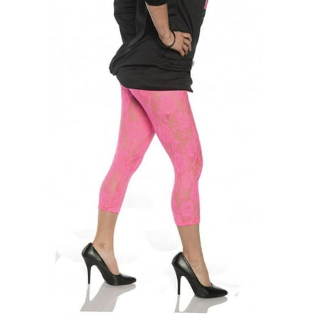 Neon Pink Lace Adult Costume Leggings