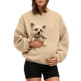 thumbnail image 2 of larppty Unisex Cat Pouch Oversized Sweatshirts Long Sleeve Kitten Puppy Holder Kangaroo pocket Pullover Top (Beige, XL), 2 of 6