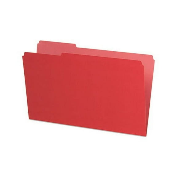 Interior File Folders 1/3-Cut Tabs, Legal Size, Red, 100/Box