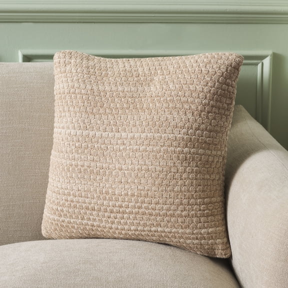 Safavieh Rava 18" x 18" Contemporary Cotton Decorative Pillows, Beige