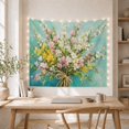 thumbnail image 5 of Flowering Bouquet with Raffia Bow, Playful Watercolor for Flower Lovers, Spring Garden Decor, Mother'S Day Gift, Tapestry Wall Hanging for Bedroom and Living Room, 5 of 7