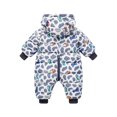 thumbnail image 3 of Usaibhir Baby Snowsuit Baby Printed Winter Clothes Hooded Warm Outfits Zipper Romper Coat Jumpsuit 0-12 Months, 3 of 4