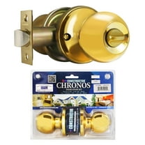 Constructor Chronos Privacy Door Knob Handle Lock Set for Bedroom and Bathroom Polished Brass Finish