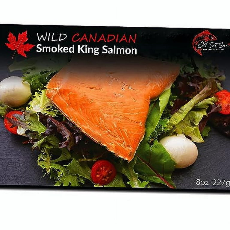 Wild Caught Canadian Pacific Smoked King Salmon Filet Shelf Stable 8 oz  Package 