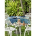 thumbnail image 3 of Outdoor Tablecloth with Umbrella Hole for Patio/Picnic/Party/Camping, Teal Coastal Waterproof Table Cloth Round Cover Washable, Summer Beach Starfish Shell Coral Nautical (Dia 60"), 3 of 8