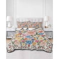 thumbnail image 2 of Twin Quilt Bedding Set, Boho Pink Flowers Reversible Summer Quilt 3 Pieces, Colorful Floral Spring Vintage Botanical Lightweight Bedspreads Coverlets with 2 Pillow Shams for All Seasons, 2 of 5