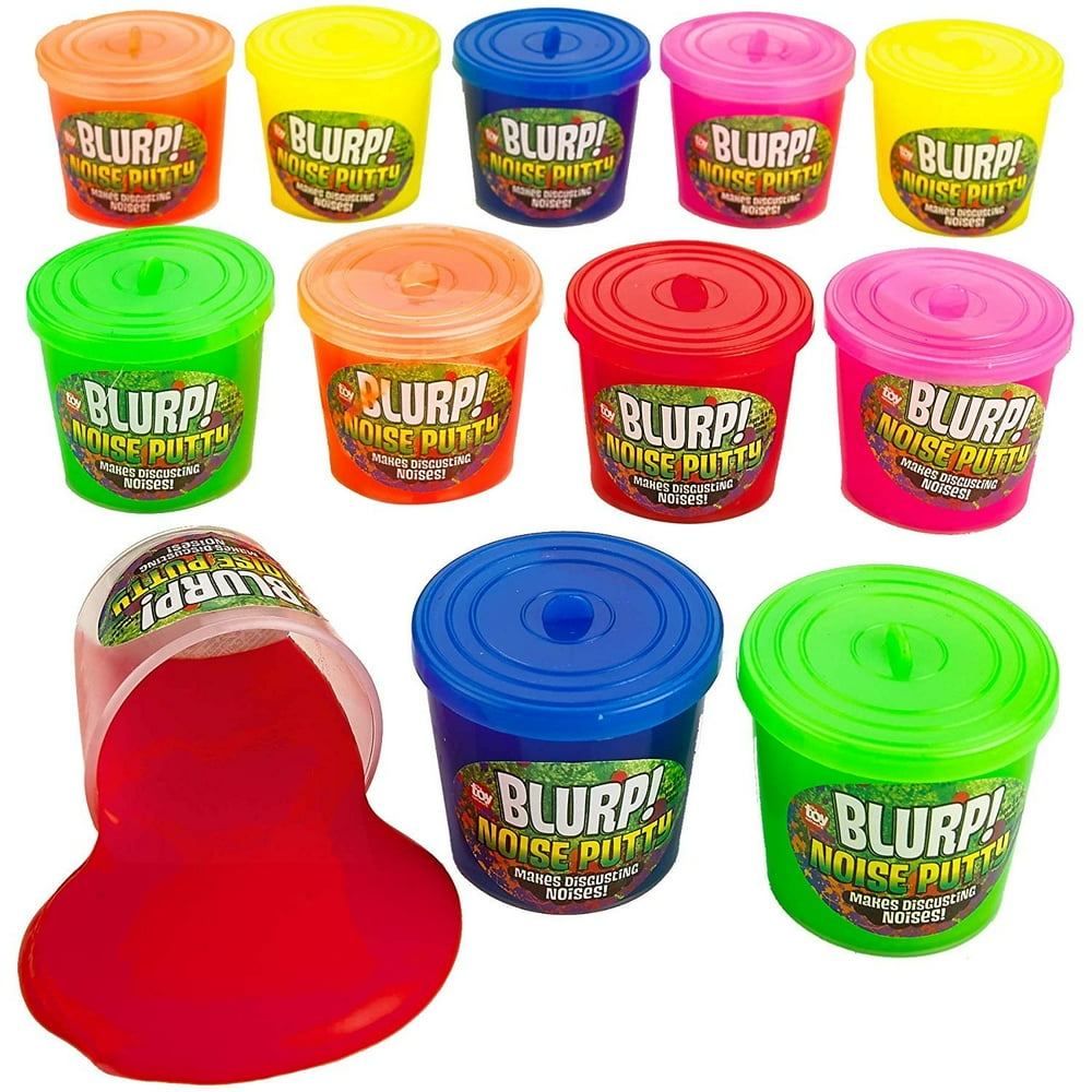 Noise Putty Slime 12 Fart Sound Small Containers 1.5 Inches Assorted