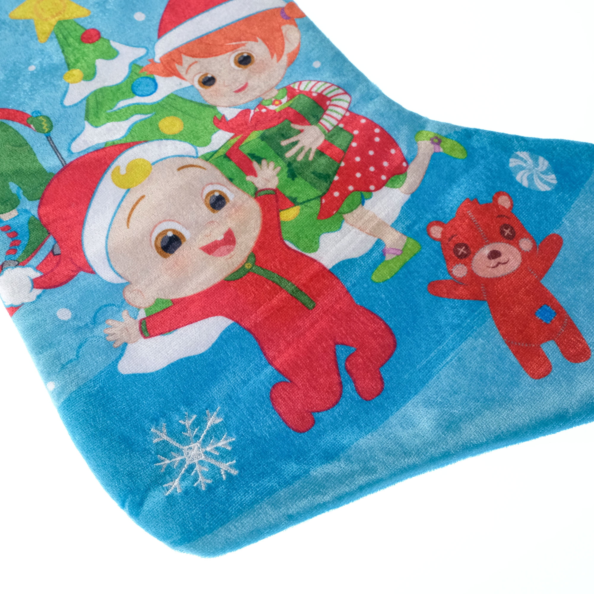 CoComelon JJ, YoYo and TomTom 20 inch Tall Christmas Stocking, Blue, Green, Multi-Color