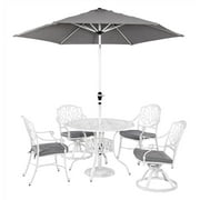 5-Pc Outdoor White Dining Set with Umbrella