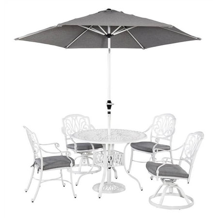 5-Pc Outdoor White Dining Set with Umbrella