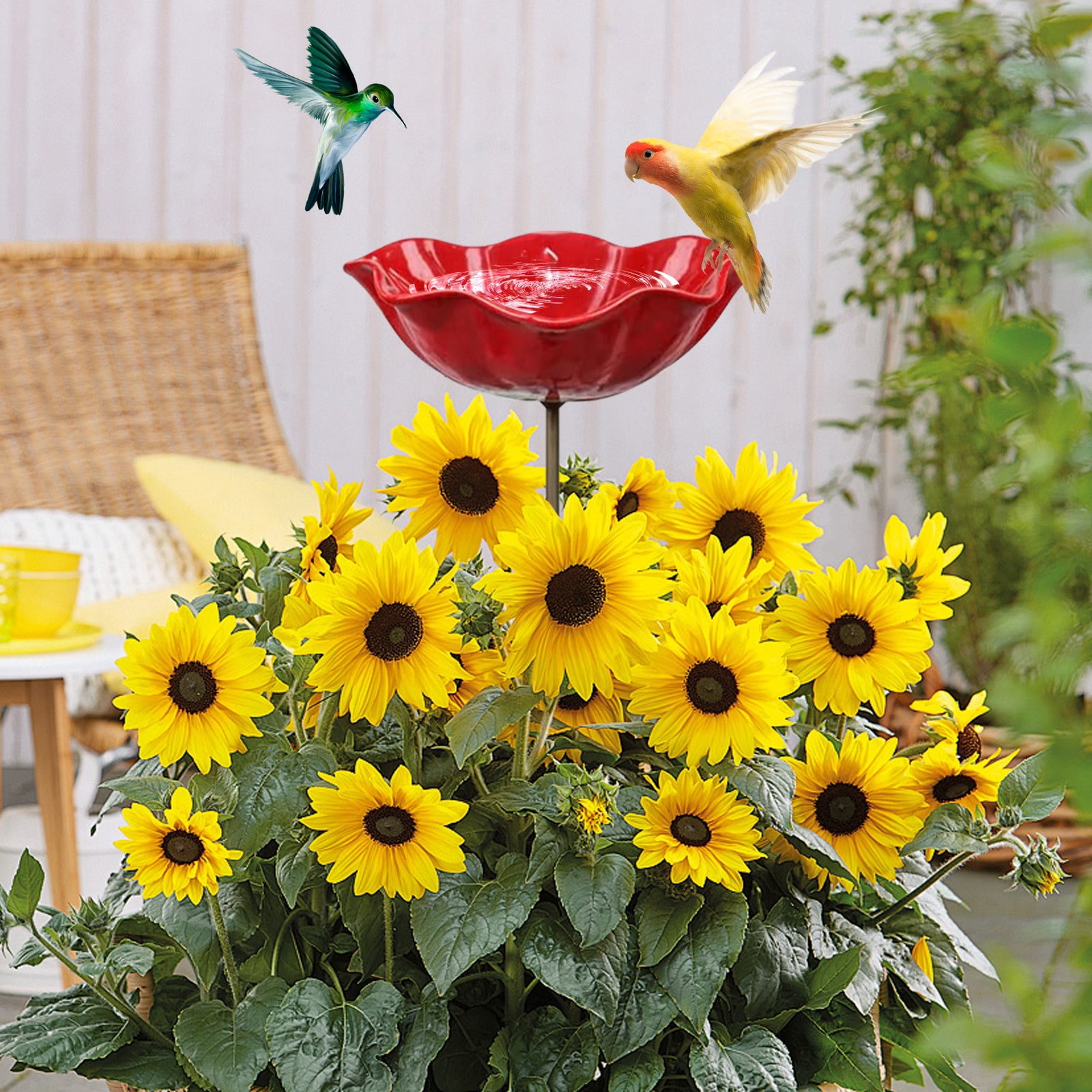 Handmade Metal Flower Garden Stake Bird Bath, 2026 New Bird Bath for Garden Metal Bee Water Feeder with Flower Design for Outdoor Yard Decor