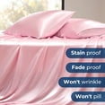 thumbnail image 7 of Seasonwood Satin Sheet Set, Queen, Silky Bed Sheets, 4 Pieces,Pink, 7 of 7