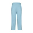 thumbnail image 4 of Fesfesfes Women's High-Waisted Cropped Pants Slim Side Slits Fitness Pants with Pockets Solid Color Soft Stretch Casual Daily Wearing(Blue,M), 4 of 5