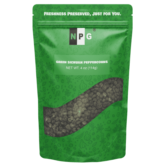 NPG Premium Sichuan Green Peppercorns Whole 4 Ounces, Mouth-numbing Spice, Essential Ingredients for Green Sichuan Pepper Fish and Sichuan Peppercorn Chicken