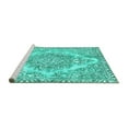 thumbnail image 2 of Ahgly Company Machine Washable Indoor Square Abstract Turquoise Blue Modern Area Rugs, 5' Square, 2 of 4