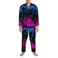 Zufioo Futuristic Purple Panther A、 Mens Pajamas Set, Mens LongSleeved