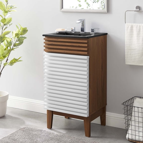 Modway Render 18" Bathroom Vanity in White Walnut Black