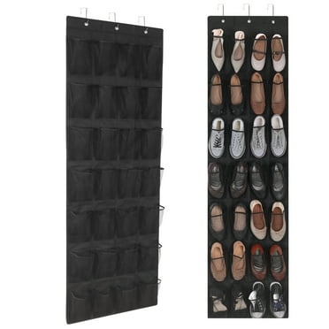 LUIISIS Over the Door Shoe Organizers, Over the Door Shoe Rack with 28 Large Thickened Mesh Pockets & 3 Metal Hooks, Hanging Shoes Storage Rack for Closet Entryway Bedroom Bathroom Pantry
