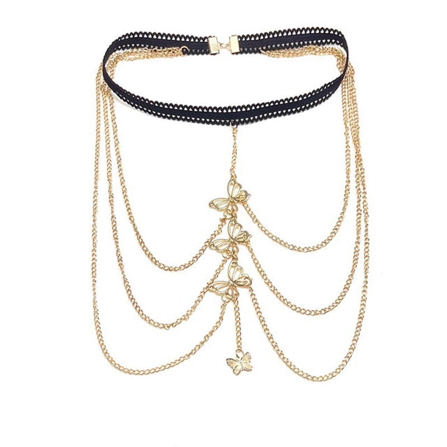TIMIFIS Leg Chain Personalized Long Multi-Layer Metal Pearl Leg Chain Women's Trend Elastic Chain Body Chain Jewelry Home Decor