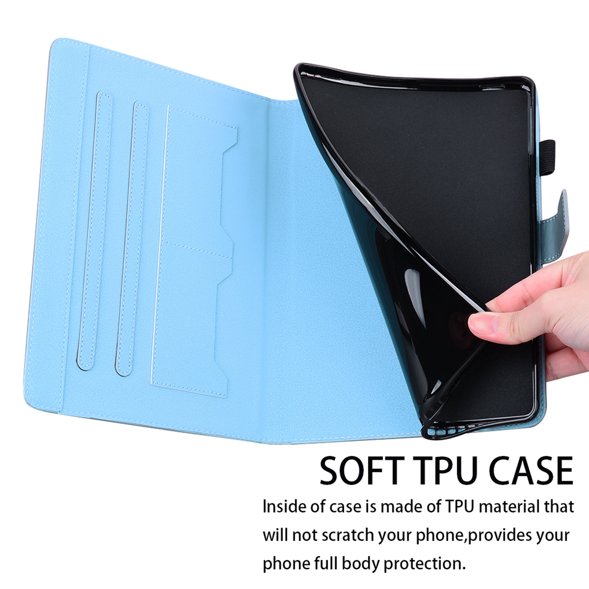 Dteck Folio Case for iPad Air 13-inch (M3/M2) 2025/2024, Multi-Angle Viewing Protective Stand Cover with Pencil Holder & Card Holder,Blue