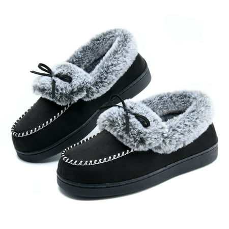 

DL Womens Fuzzy Warm Moccasin Slippers Memory Foam Soft Fluffy Winter House Shoes Slippers