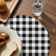 thumbnail image 3 of Farmhouse Checkered Round 13 Inch Placemats Set of 6, Black White Buffalo Plaid HeatResistant Non Slip Place Mats for Dining Table, Wipeable Braided Kitchen Table Mats for Housewarming, 3 of 9