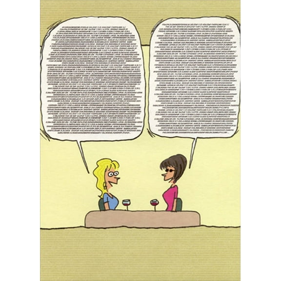 Designer Greetings Women and Talk Bubbles with Tiny Words Funny / Humorous Miss You Card