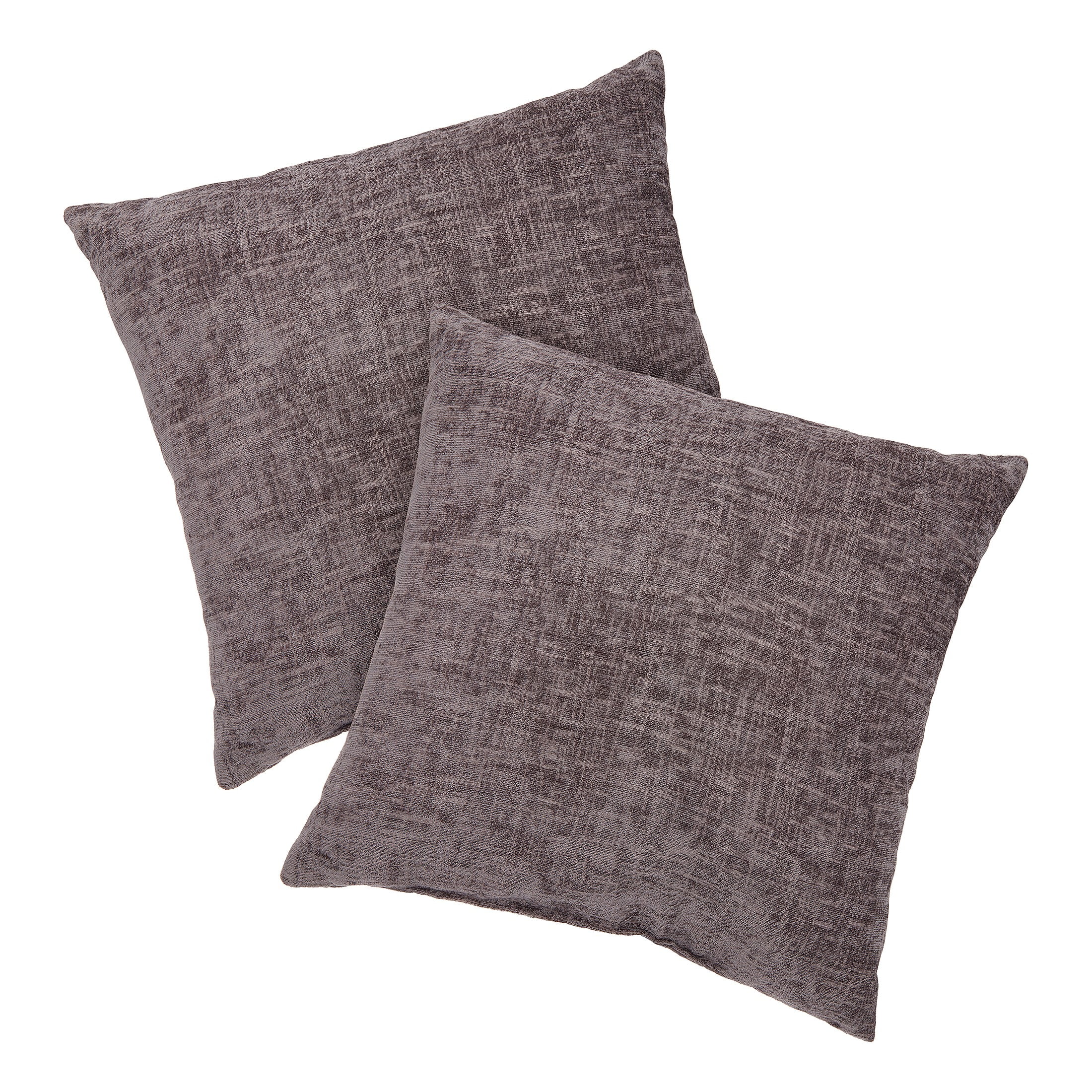 Mainstays Decorative Throw Pillow, Chenille, Gray, 18", 2 Count