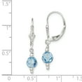 thumbnail image 2 of 925 Sterling Silver Blue Crystals Leverback Earrings Drop Dangle, 2 of 6
