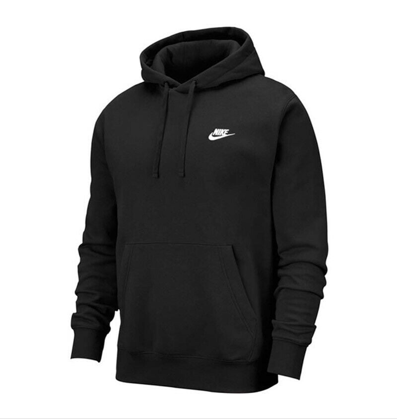 Nike - Nike Sportswear Club Pullover Fleece Black/White Men's Hoodie ...