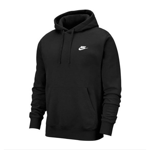 Nike - Nike Sportswear Club Pullover Fleece Black/White Men's Hoodie ...