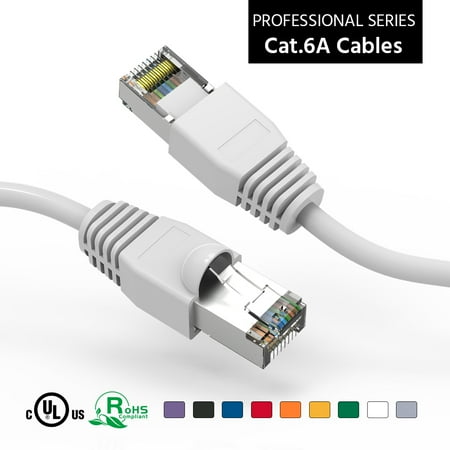 

ACCL 7Ft Cat6A Shielded (SSTP) Ethernet Network Booted Cable White 3 Pack