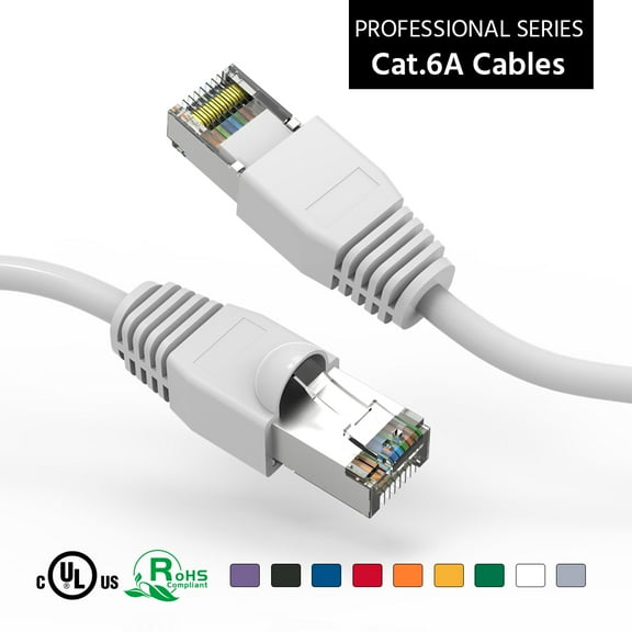 ACCL 2Ft Cat6A Shielded (SSTP) Ethernet Network Booted Cable White, 1 Pack